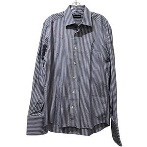 David Donahue 15.5 34/35 Orange Blue Stripe Long Sleeve Button Down Shirt G3